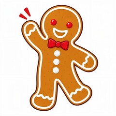 Obraz premium Gingerbread Man Cookie Flat Vector Illustration Isolated on White Background, Christmas Holiday Baked Sweet