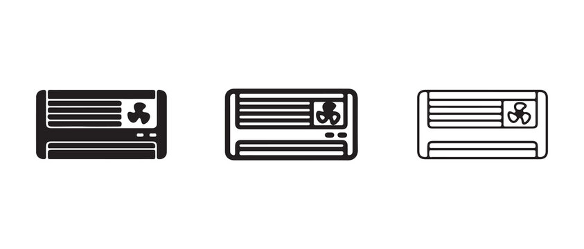 air conditioner units with fan icons displayed in minimalist line art style for modern design projects