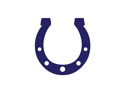 Horseshoe icon rendered in dark blue represents good luck and equestrian equipment.
