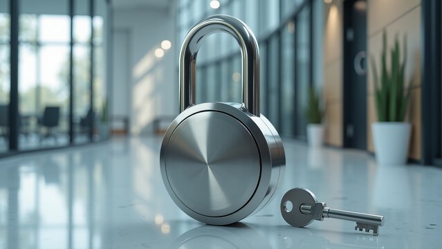 Modern padlock representing security and data protection