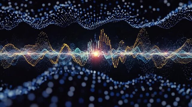 Abstract digital sound waveform displaying data visualization