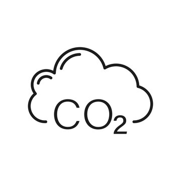 CO2 emissions icon in flat style. Cloud co2 reduction vector illustration on isolated background. Carbon dioxide pollution sign business concept.