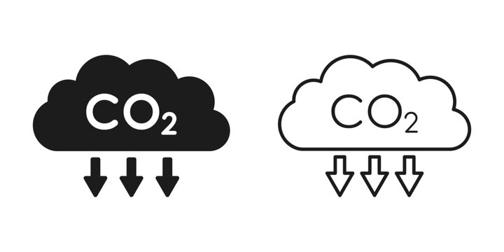 CO2 emissions icon in flat style. Cloud co2 reduction vector illustration on isolated background. Carbon dioxide pollution sign business concept.