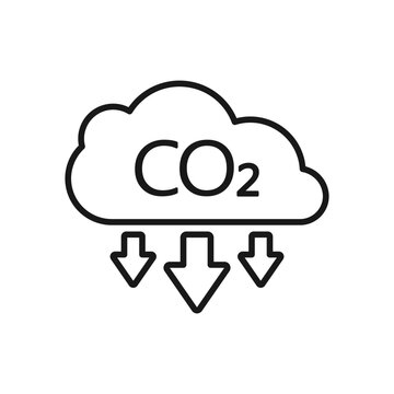CO2 emissions icon in flat style. Cloud co2 reduction vector illustration on isolated background. Carbon dioxide pollution sign business concept.
