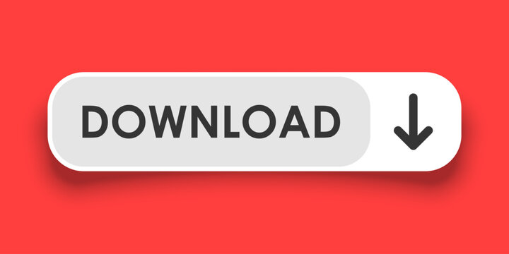 Download button icon in flat style. File upload vector illustration on isolated background. Save file to computer sign business concept.