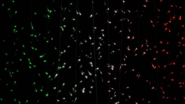 Bright christmas lights in red white and green colors glowing against a dark black background creating a festive holiday atmosphere for celebrations and decor 4k Motion Video