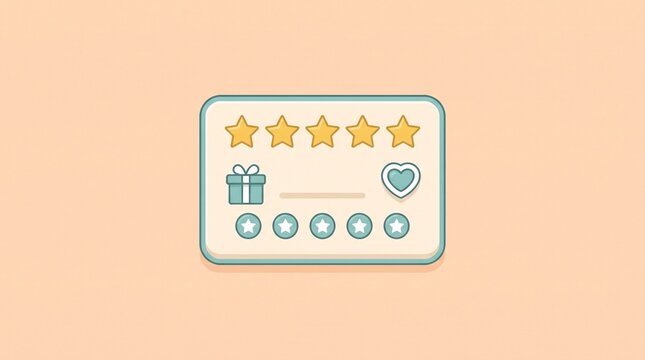 Loyalty rewards card with stars, gift and points badge in flat design isolated on pastel background, ideal for customer retention and membership programs.