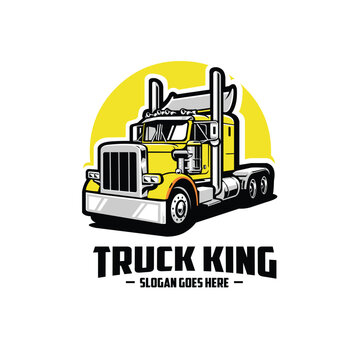 Trucking 18 wheeler semi truck fright big rig vector illustration isolated.
