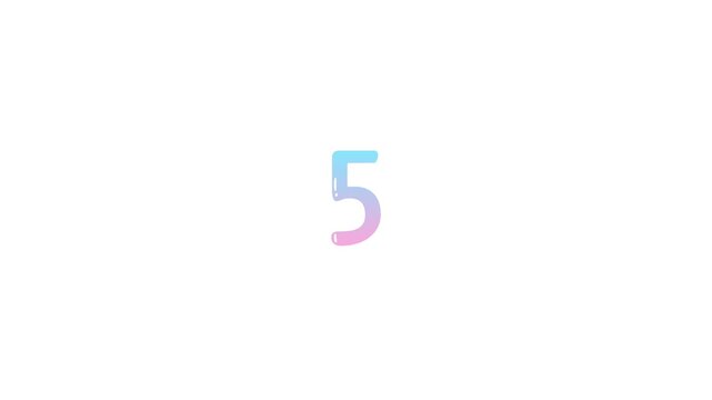 10 Second Countdown Timer Animation with Colorful Gradient Bubble Numbers on White Background