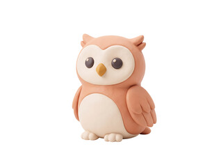 Fototapeta premium 3D cute clay illustration of pink owl character isolated on transparent background