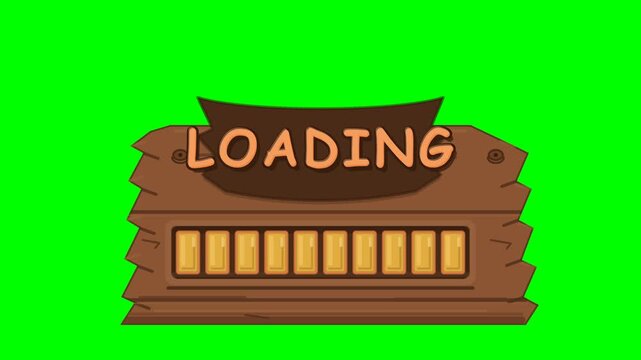 Flat vector game UI on solid chroma green background, no backdrop box: jagged edged brown wooden board with crisp dark outline, deep shadow and highlight ticks on every cut notch of the left and right