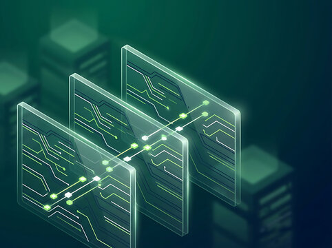 Data transfer between servers in isometric cloud computing concept