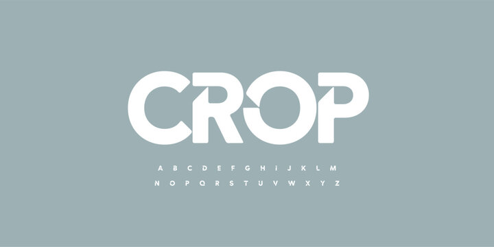 Geometric alphabet letter font. Modern cropped logo letters inner cut serifs. Minimalistic vector typographic design. Internal angled serifs bevel type for tech logo, headline, monogram, branding