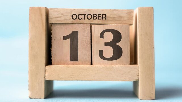 Month of October wooden block calendar timelapse