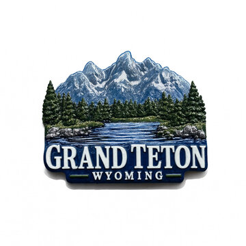 Embroidered souvenir patch featuring grand teton national park in wyoming