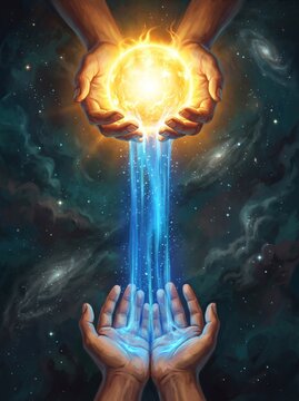 Hands holding solar light symbolizing renewable energy and environmental awareness