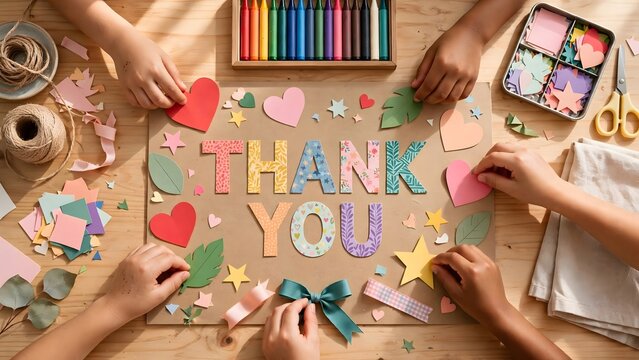 Kids Creating Expressive Gratitude Art