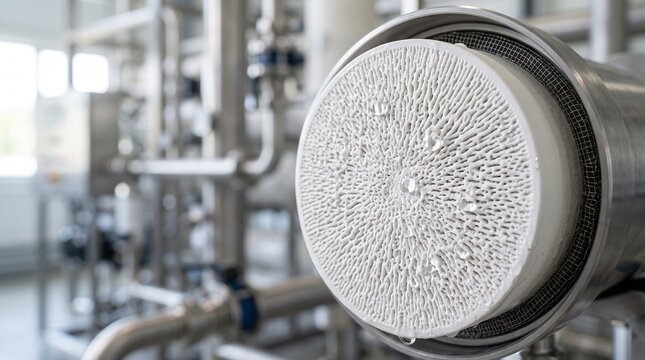 Industrial ceramic filtration membrane in a water processing facility
