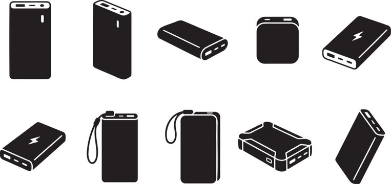 Power bank portable battery charger electronic accessory icons