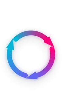 Circular arrow icon with gradient colors representing continuous process or cycle
