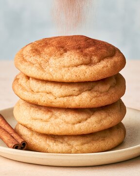 Snickerdoodle Cookies Stack Cinnamon Dusting