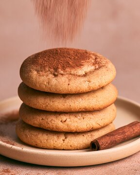 Snickerdoodle Cookies Stack Cinnamon Dusting