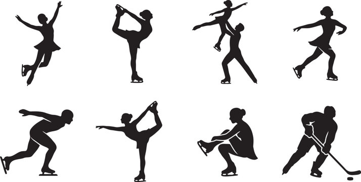 Ice skating winter sports figure skater hockey icons