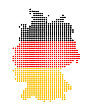 map of germany made of dots in national flag colors