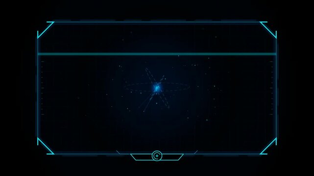 Blue digital hud frame with sci-fi elements and glowing data interface lines on a dark background 4k Motion Video