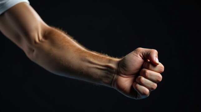El antebrazo musculoso aprieta el agarre antes de un saque potente