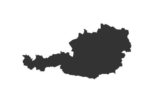 Austria Map Silhouette, Vector Shape Isolated