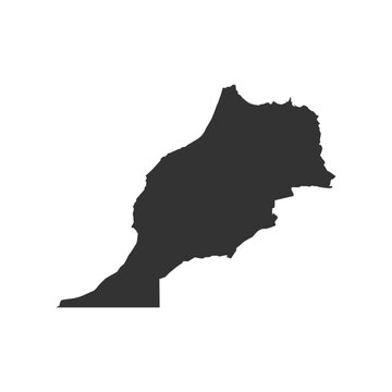 Morocco Map Silhouette, Vector Shape Isolated
