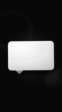White speech bubble on black background, minimalist design for text or message display