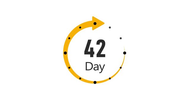 42 Days to go. Countdown timer. Clock glitch icon. Time icon. Count time sale. Motion graphics. 2D animation motion graphics . 0 to 42 day counting, 4K HD video with alpha transparent background.
