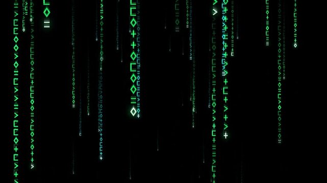 Green Matrix Digital Code Rain Sci-Fi Cyber Motion Loop Video Screen