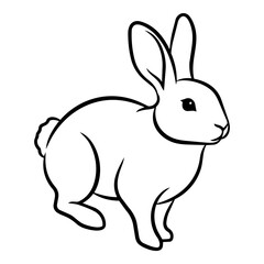 Fototapeta premium Simple Line Drawing of a Cute White Rabbit