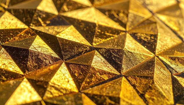 Gold Foil Embossed Geometric Pattern Texture on Dark Charcoal Paper