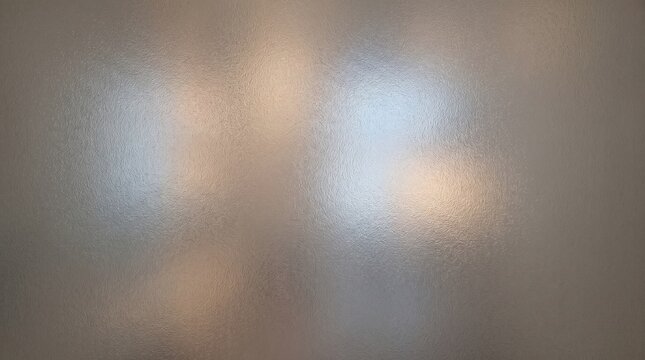 Frosted glass texture with blurred light reflections and bokeh