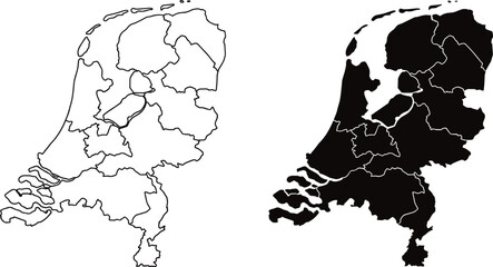 netherlands map icon set with outline and solid fill design featuring vector, country © Shimul