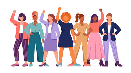 Obraz premium Create a vibrant minimalist flat vector illustration of a diverse group.