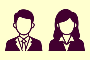 Fototapeta premium Business Professional Avatar Icons of Man and Woman in Formal Suit