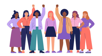 Obraz premium Create a vibrant minimalist flat vector illustration of a diverse group.