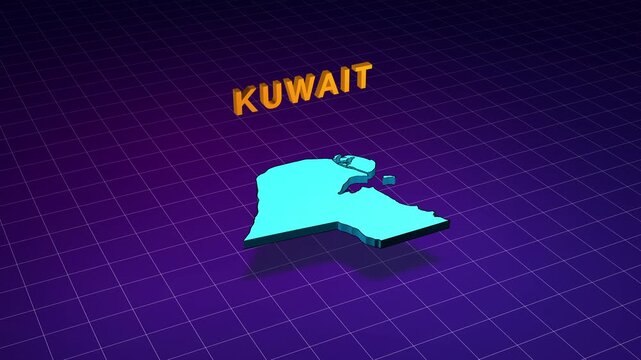 Kuwait country map and borders animation