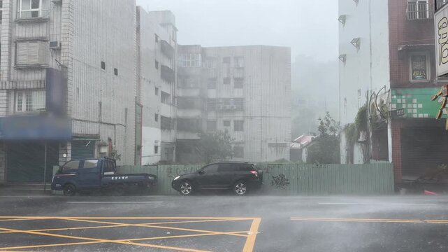 Torrential Rain From Approaching Hurricane Drenches Town