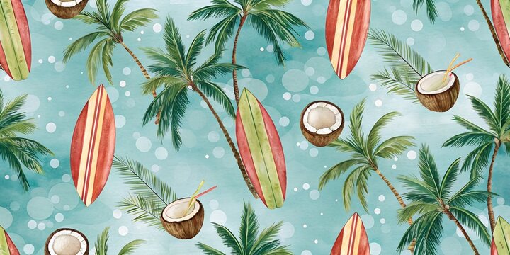 seamless pattern with surfing board
