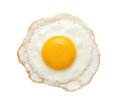 Perfectly fried egg with a bright yellow yolk and crispy white edges