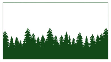 Green coniferous forest silhouette isolated on white background © Bakol
