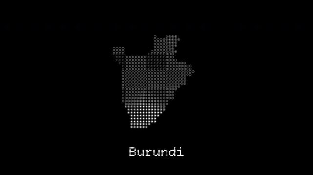 Burundi country map digital display animation