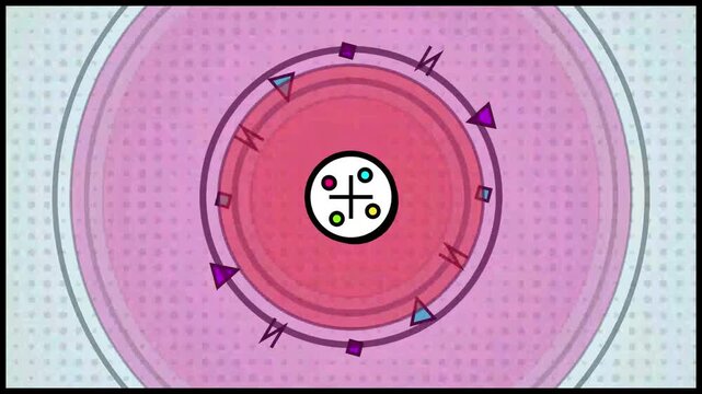 Vibrant abstract digital rendering illustrating complex data flow or microscopic biological activity with concentric circles and dynamic elements