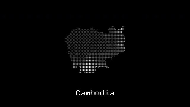Digital cambodia map animation with glowing dots